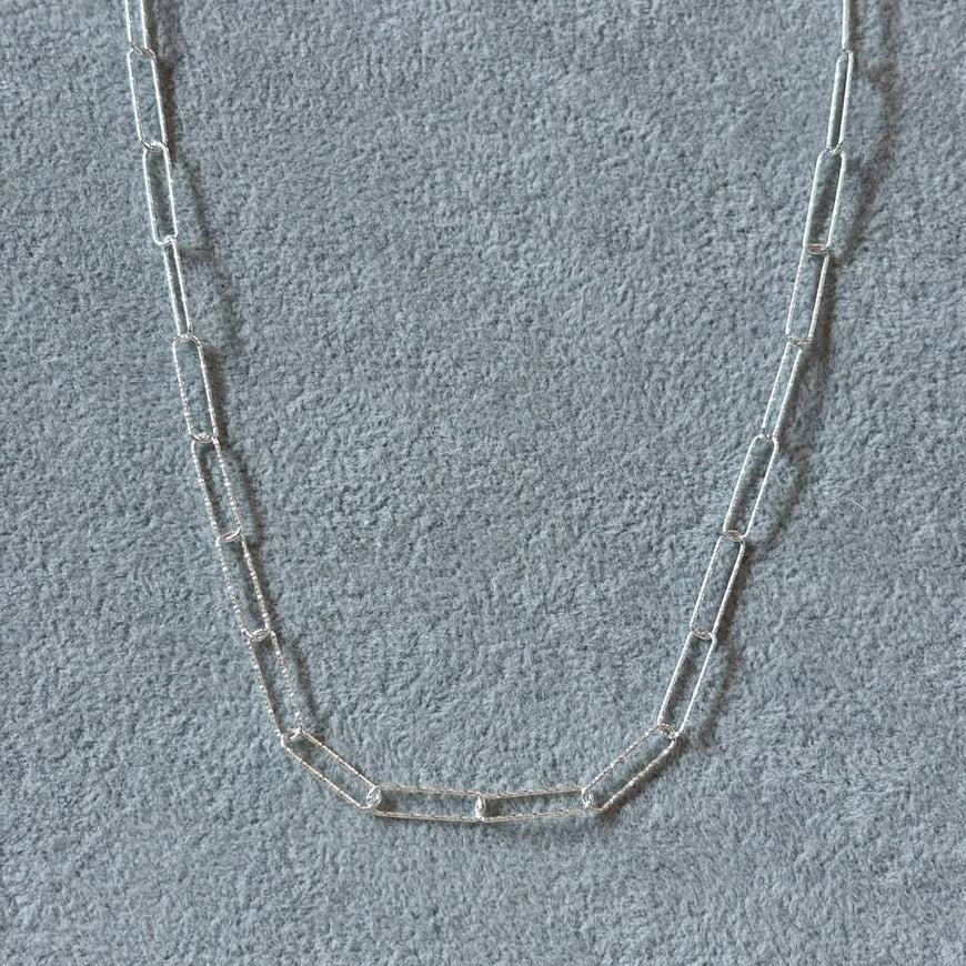 Cadena Paper clip Diamantada 45cm, Plata .925