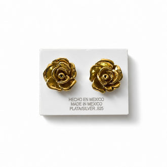 Arretes de rosa con bano de oro, Plata .925