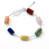Pulsera de tubito liso con piedras naturales, Plata .925