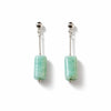Arretes con tubito liso y piedra natural, Plata .925, color verde o azul