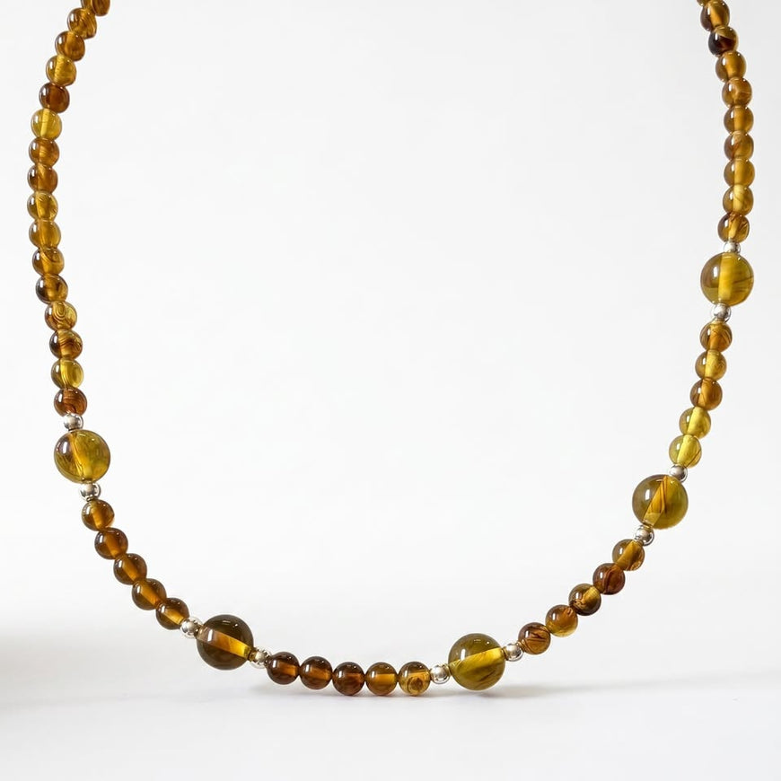 Collar de Ambar con bolitas de plata, Plata .925
