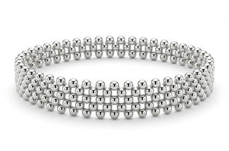 Pulsera tejida con bolitas lisas, Plata .925