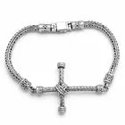 Esclava Tejido Bali Cruz 3MM 21.5 CM Plata ley .925