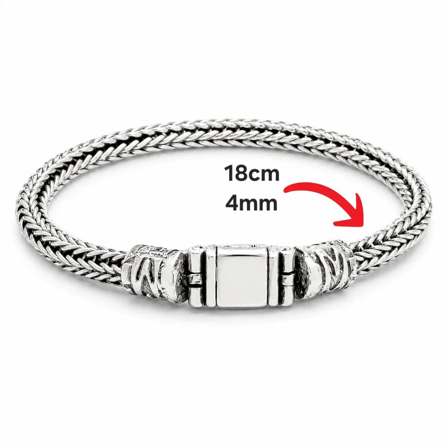 Esclava Tejido Bali 4MM Plata .925 18CM