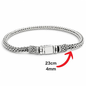 Esclava Tejido Bali 4MM Plata .925 23CM