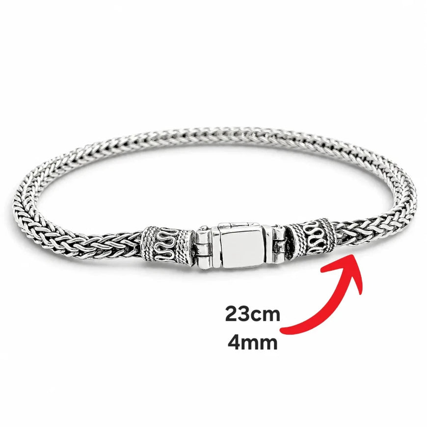 Esclava Tejido Bali 4MM Plata .925 23CM
