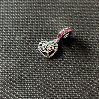 CHARM CORAZON CON ARBOL, PLATA. 925