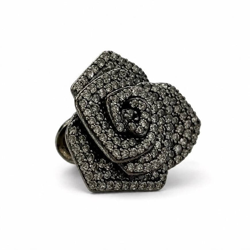 DIJE DE FLOR CON MICROCIRCONIAS, PLATA .925