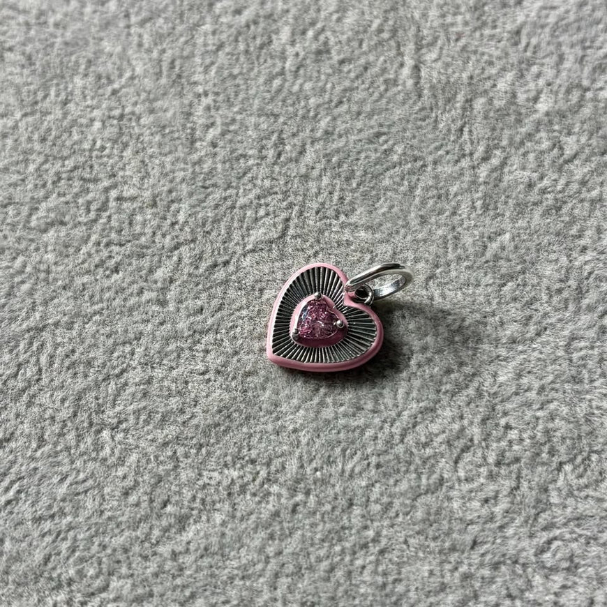 Charm Corazon Rosita con plata