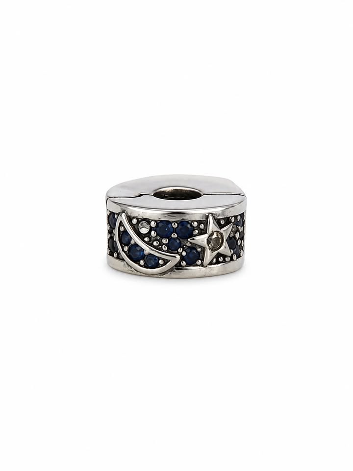 Charm/Clip con cristales de zirconia azul rey