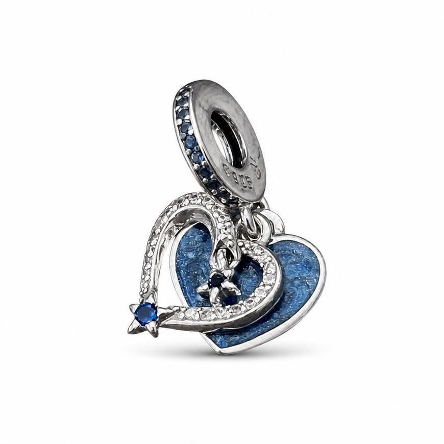 Charm doble corazon azul