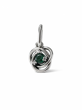 Charm nudo de corazon verde zirconia