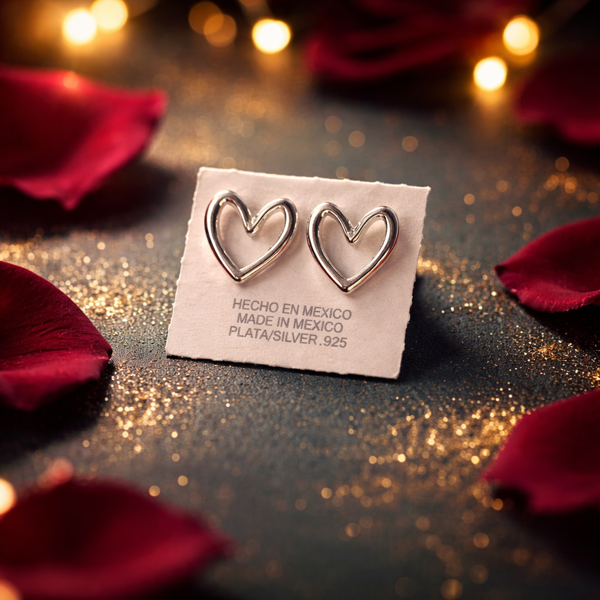 Arete corazon chico plata .925/ Earing small heart shaped silver .925