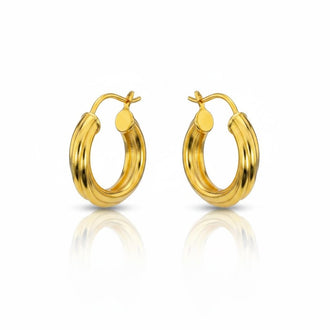 Arracada Chunky Torzida con bano de oro, Plata .925
