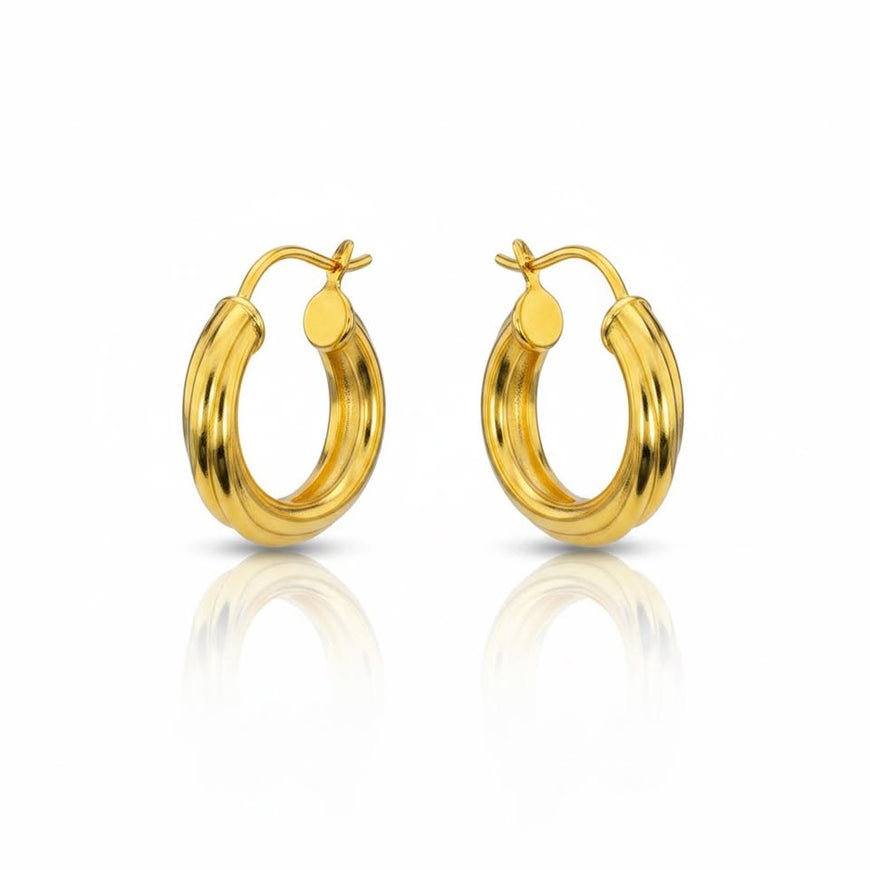 Arracada Chunky Torzida con bano de oro, Plata .925