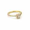 Anillo de Flor con circonia y bano de oro, Talla 7(4), Plata .925