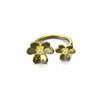 Anillo con bano de oro con dos Flores, Talla 7,8, Plata .925