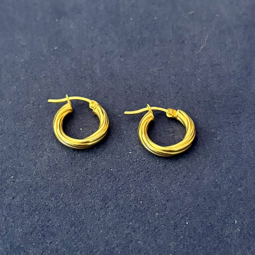 Arracada Chunky Torzida con bano de oro, Plata .925