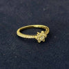 Anillo de Flor con circonia y bano de oro, Talla 7(4), Plata .925