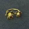 Anillo con bano de oro con dos Flores, Talla 7,8, Plata .925