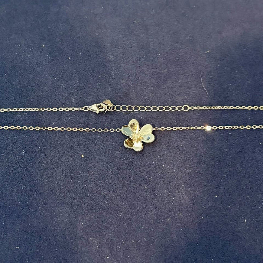 Collar Con una Flor 45cm, Color Dorado o Plateado, Plata .925