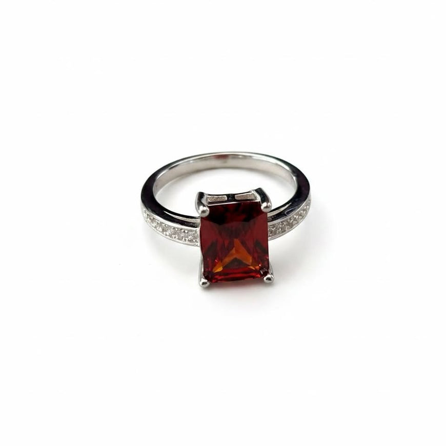 Anillo Zirconia Roja Cuadro Talla 5 (2)