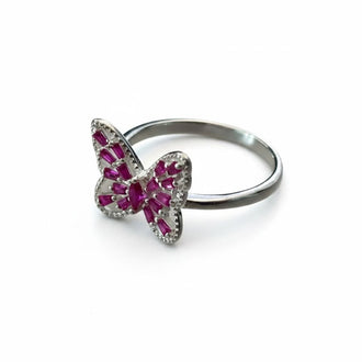 Anillo Mariposa Zirconia Rosa Talla 5,10