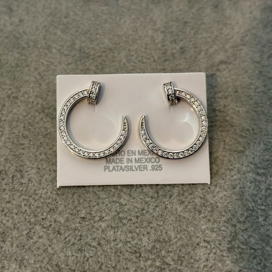 Arrete con circonias, Color plateado, Plata .925