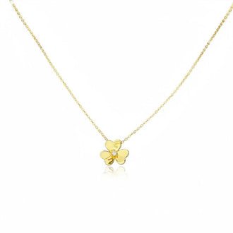 Collar Con una Flor 45cm, Color Dorado o Plateado, Plata .925