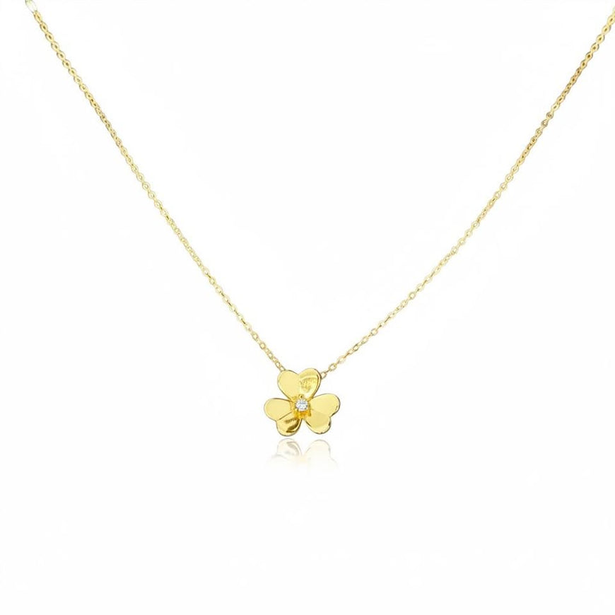 Collar Con una Flor 45cm, Color Dorado o Plateado, Plata .925