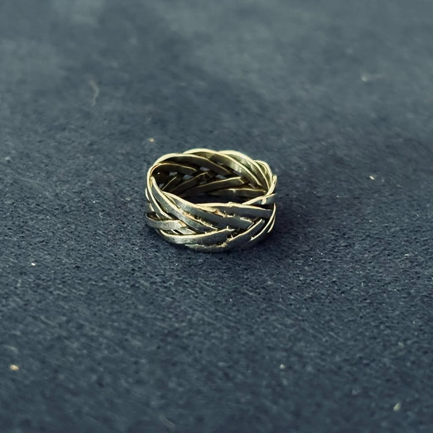 Anillo Trenzado Ancho, Talla 5,6,7,8,9,10,11,12, Plata .925