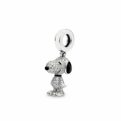 Charm de Soopy con microcirconias, Plata .925