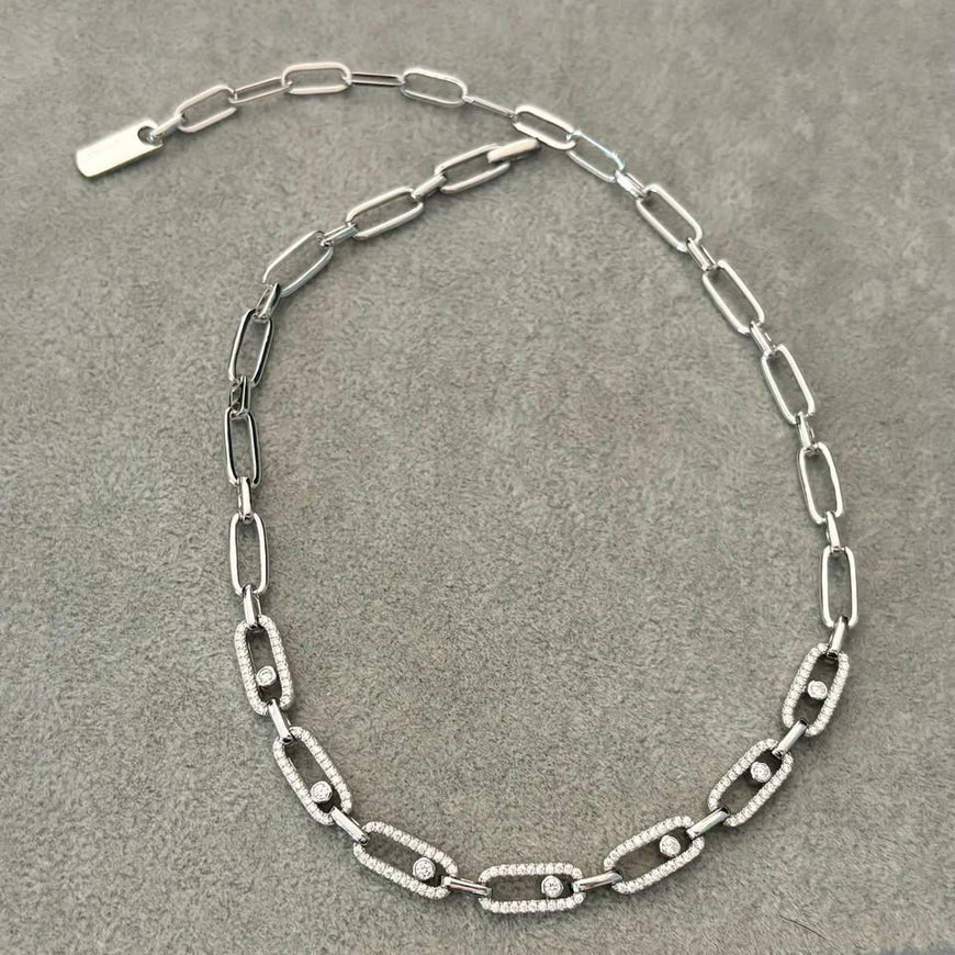 Collar con circonias 42cm, Color oro o plateado, Plata .925