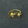 Anillo con bano de oro con dos Flores, Talla 7,8, Plata .925