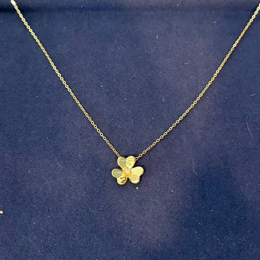 Collar Con una Flor 45cm, Color Dorado o Plateado, Plata .925