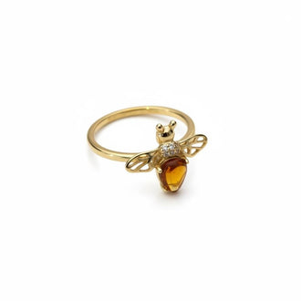 Anillo de Abejita con bano de oro, Talla 6,7,8,9, Plata.925
