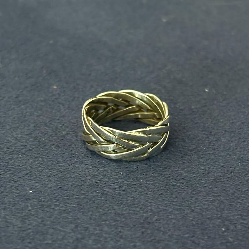 Anillo Trenzado Ancho, Talla 5,6,7,8,9,10,11,12, Plata .925