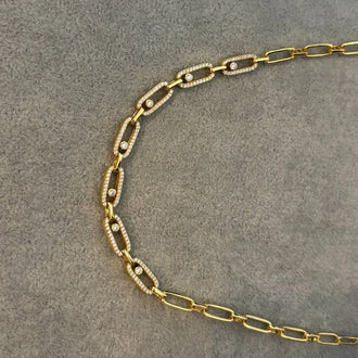 Collar con circonias 42cm, Color oro o plateado, Plata .925