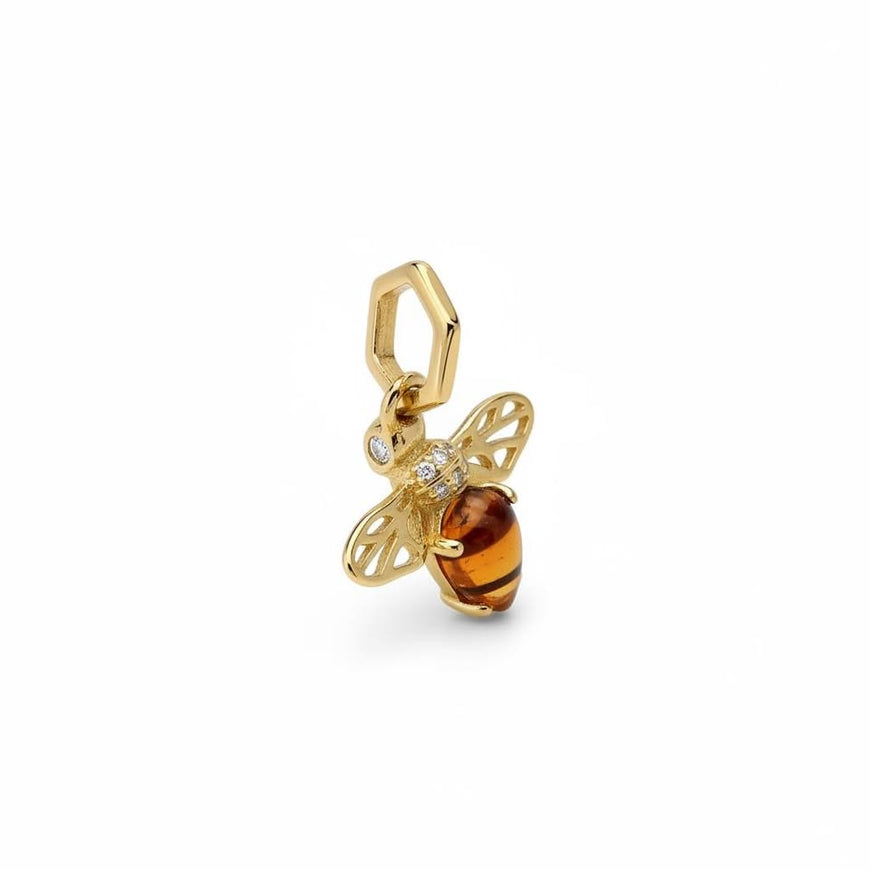 Charm de abejita con bano de oro, Talla 6,7,8,9, Plata.925