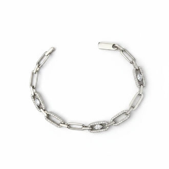 Pulsera Talla 17cm, 18cm, con bano de Rodio, Plata .925