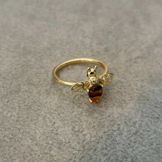 Anillo de Abejita con bano de oro, Talla 6,7,8,9, Plata.925
