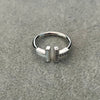 Anillo con perla ajustable, Talla 7,8, con bano de rodio, Plata .925