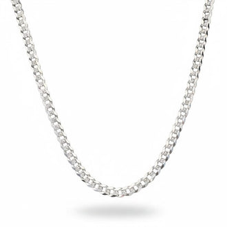 Cadena cubana doble vista liso 65cm, Plata .925