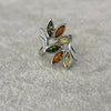 Anillo de flores ambar, Plata .925 Talla 7.