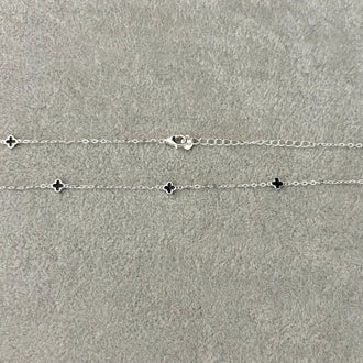 Collar de Flor Onix mini, Plata .925