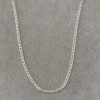 Cadena doble vista liso 60cm, Plata .925