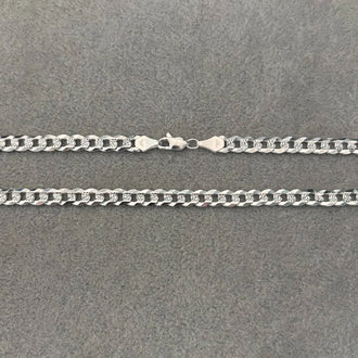 Cadena cubana doble vista liso 65cm, Plata .925
