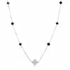 Collar de Onix, con Flor de circonias, Plata .925