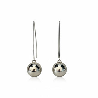 Arete con dije de bola grabde, Plata .925