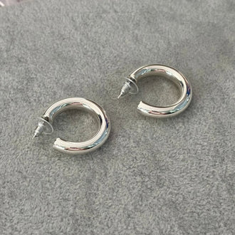 ARRACADA TUBO LISO GRUESO, PLATA .925